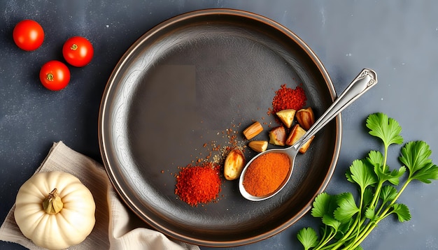 Zestaw przypraw i talerz